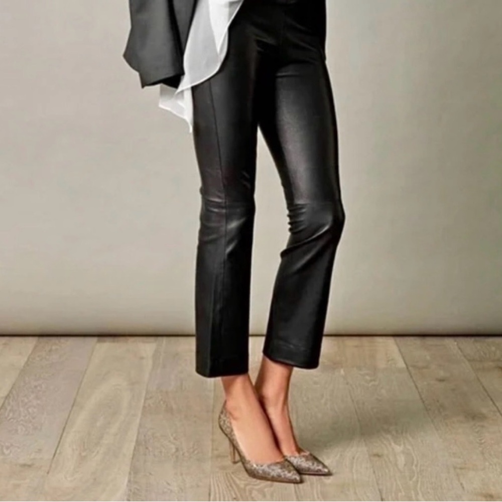 Elizabeth and James Black Lamb Leather Leggings Pants Size 4 Cropped